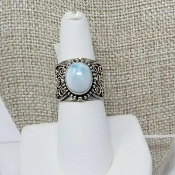 Larimar Sterling Silver Ring Size 7 - Picture 1 of 6
